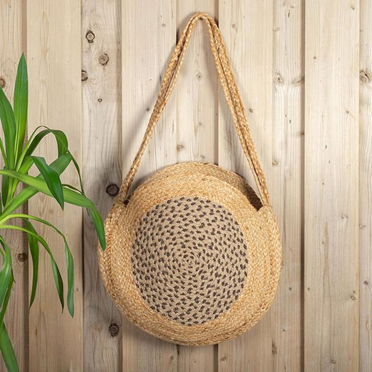 FP-IMT-198 Round Jute Patterned Tote Bag