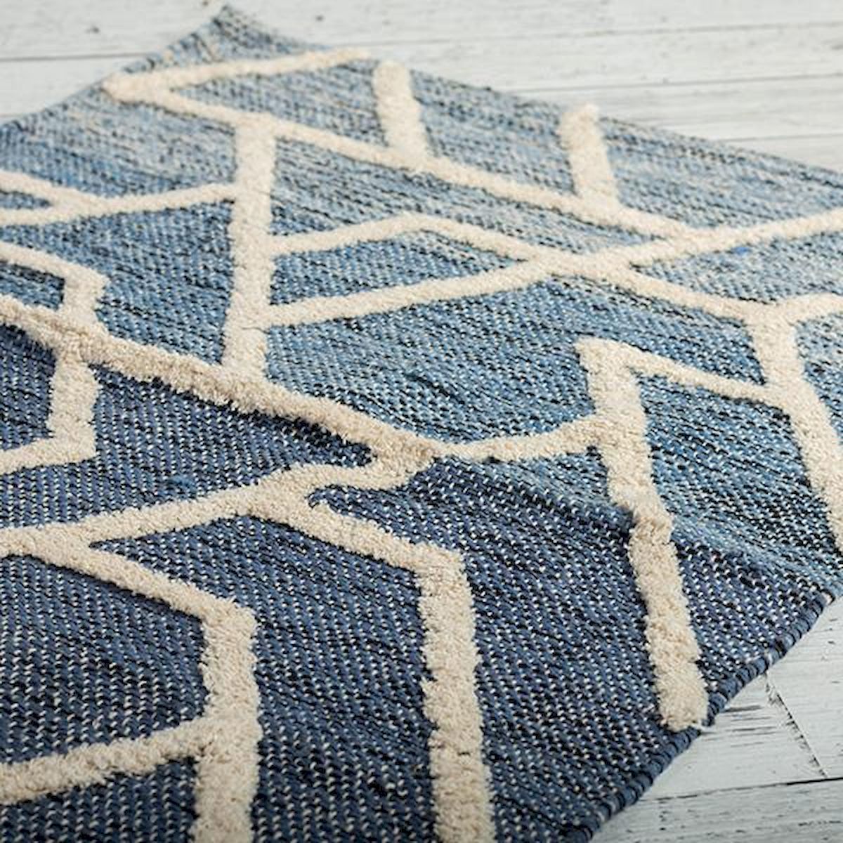 Blue & Gray Cotton Tufted Rug