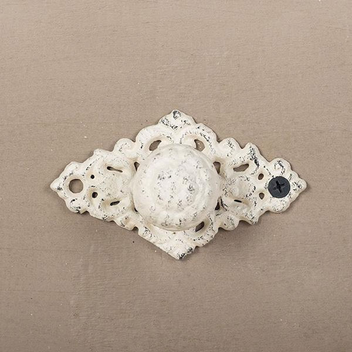 Cast Iron Decorative Knob, Distressed White