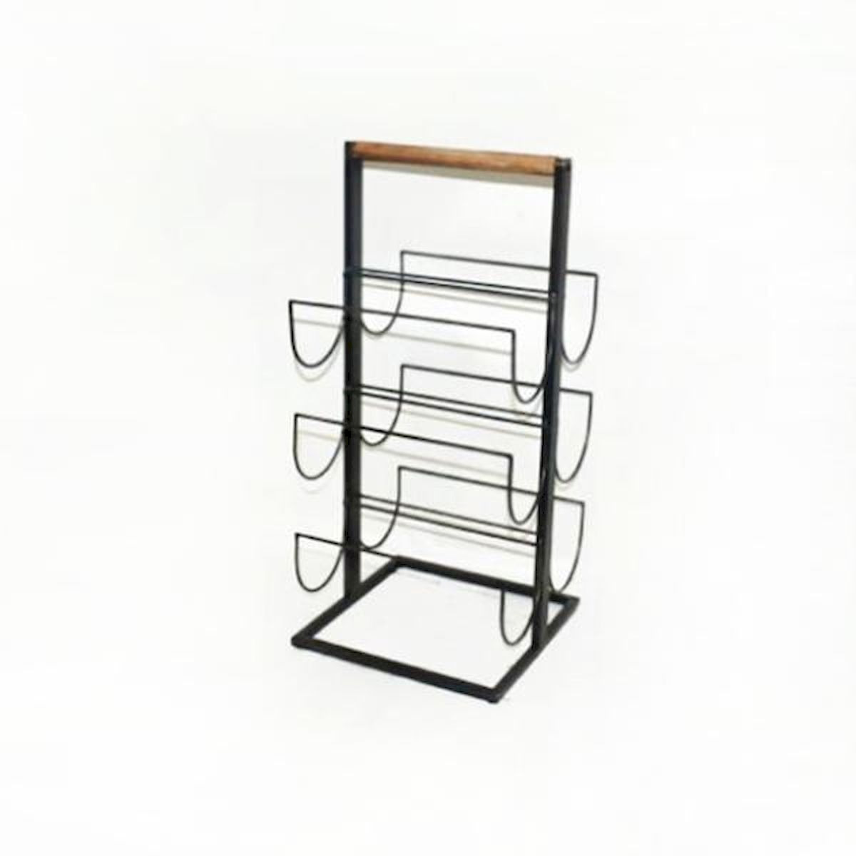 Picture of Forpost FP-LCD-347 Black Metal with Wood Handle 6 Bottle Wine Rack