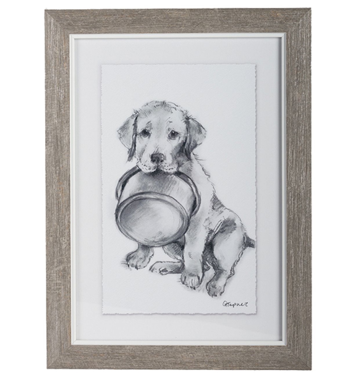 Picture of Forpost FP-LIN-032 Framed Print - Dinner Time for Puppy Artwork