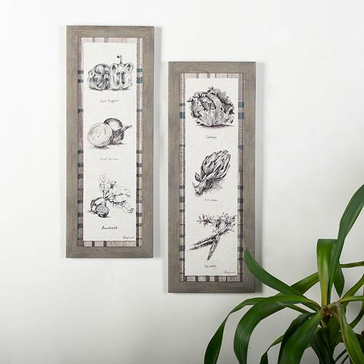 FP-LIN-043 Gray Framed Prints Freshly Picked Vegetables Artwork - Set of 2