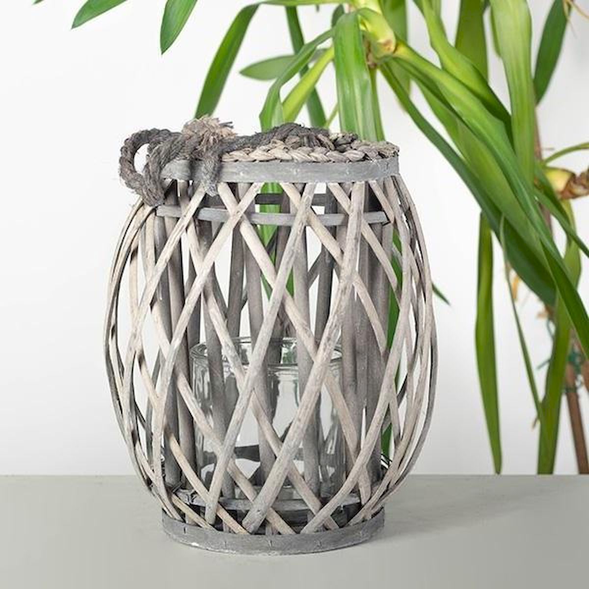 Picture of Forpost FP-MAC-023-GR-L Gray Willow with Gray Rope Handle Candle Lantern