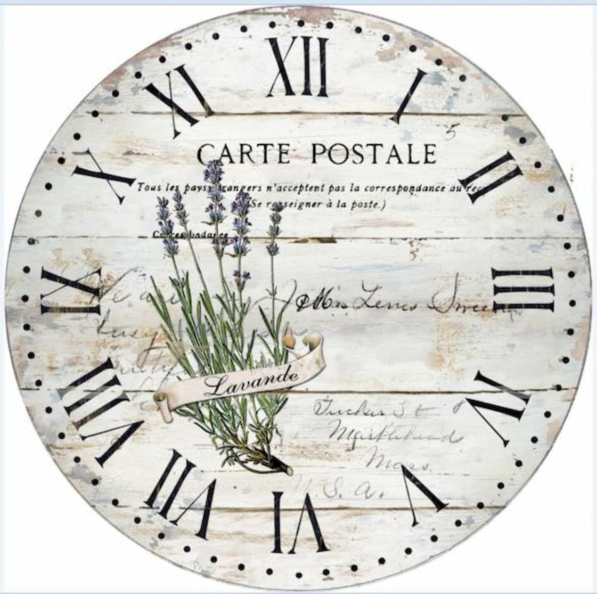 FP-MIN-084 Carte Postale Lavender Spray Wall Clock