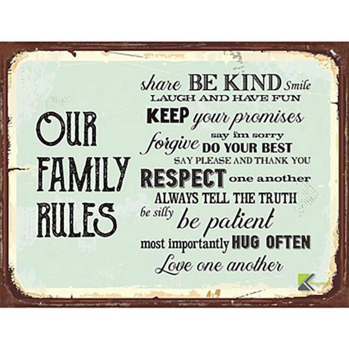 Our Family Rules Sign