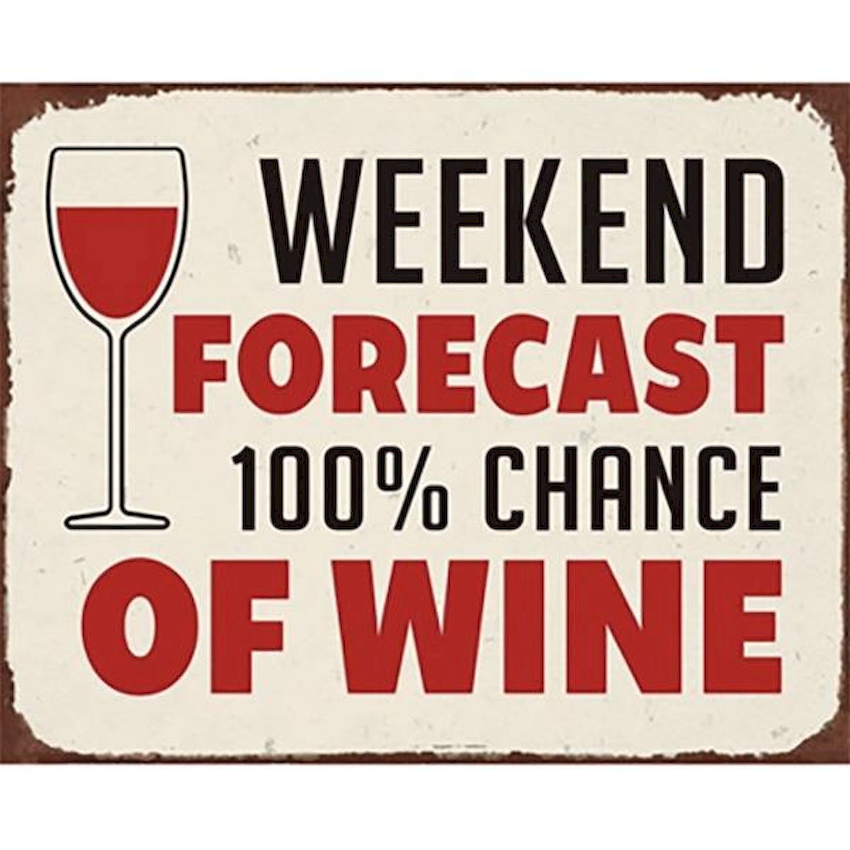 Weekend Forecast 100 Percent Chance of Wine Sign