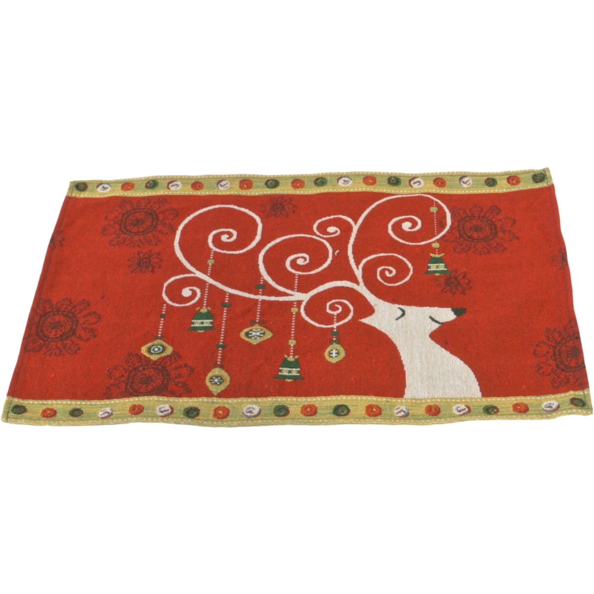 Red Tapestry with Reindeer & Ornaments Placemat