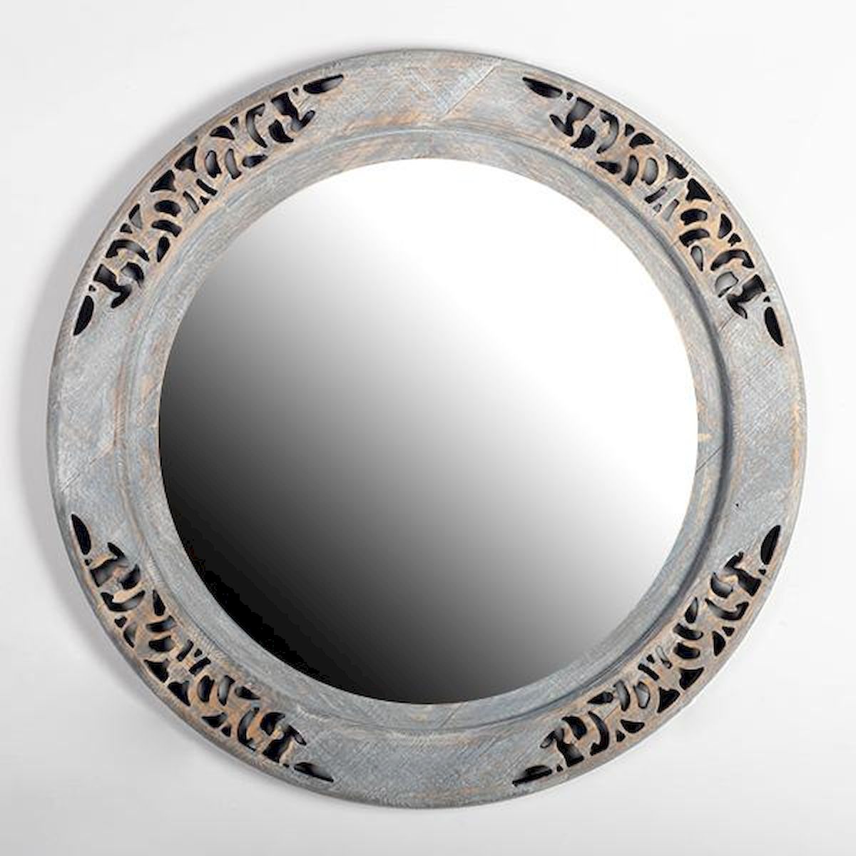 FP-WEN-086 Round Wash Frame Wall Mirror, Gray