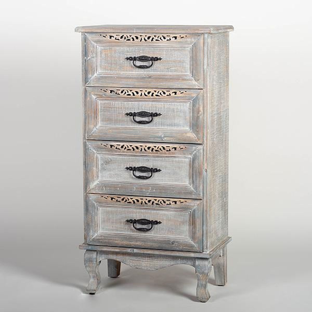 Washed Gray 4 Drawer Cabinet