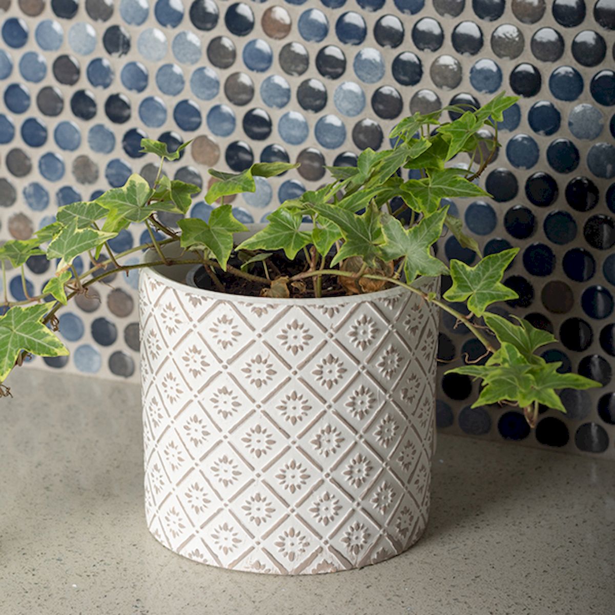 FP-CNP-026 White & Gray Pattern Planter