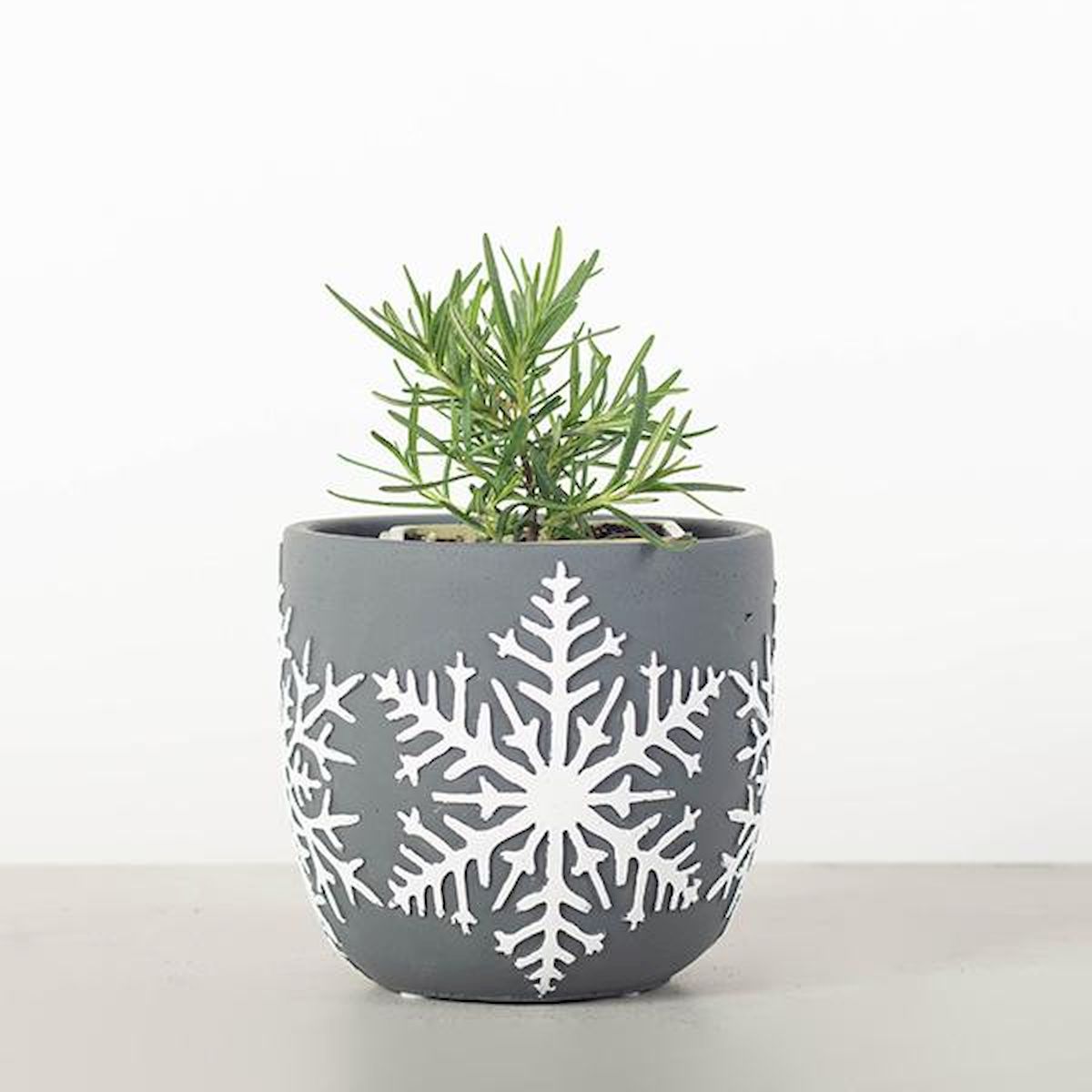 FP-CNP-201 Gray with White Snowflake Planter