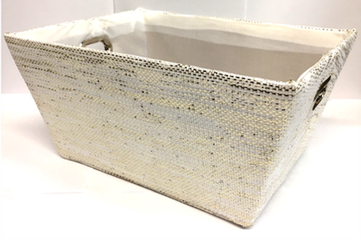 AP-1CBW545SGLW Rectangular Off White Glitter with Fabric Liner Basket