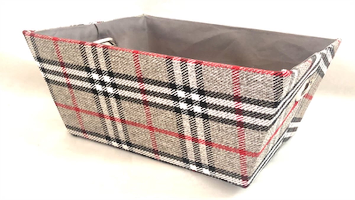 Picture of MDR Trading AP-1CBW577SBRB Rectangular Grey, White & Red Plaid with Matching Fabric Liner Basket