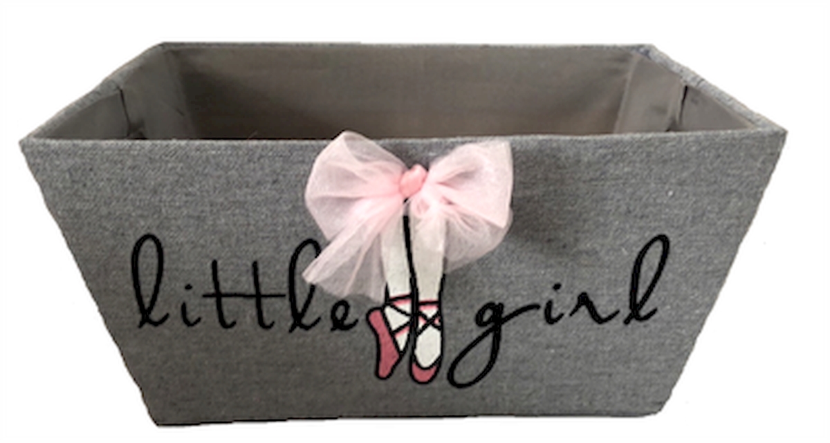 Picture of MDR Trading AP-2CBW485BOW Gray with Pink Ballet Shoes & Bow Little Girl with Has A Matching Fabric Liner Basket