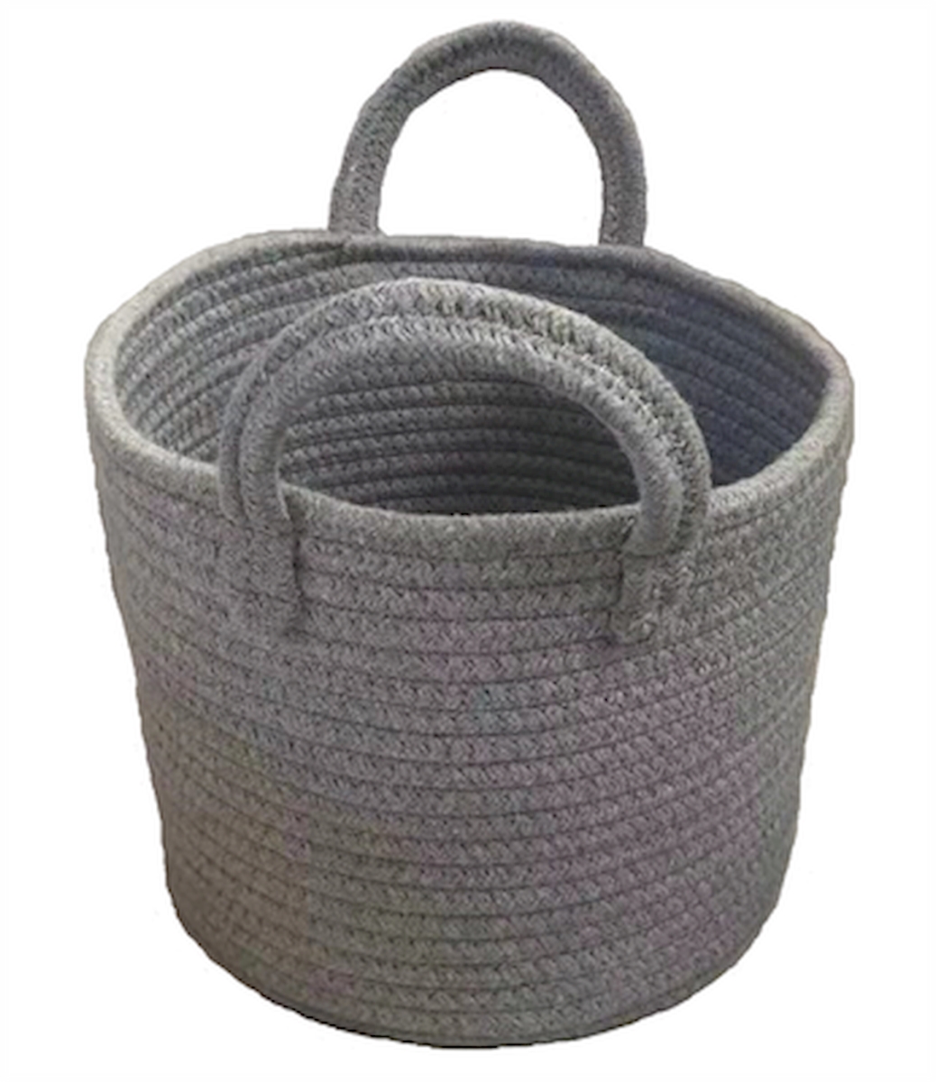 Picture of MDR Trading AP-CBW451GR10 Round Grey Cotton with Handles Basket