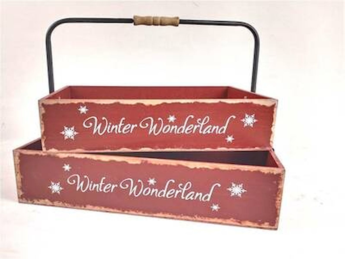 AP-CBX780WL Rustic Winter Wonderland with Folding Iron Handle Crate