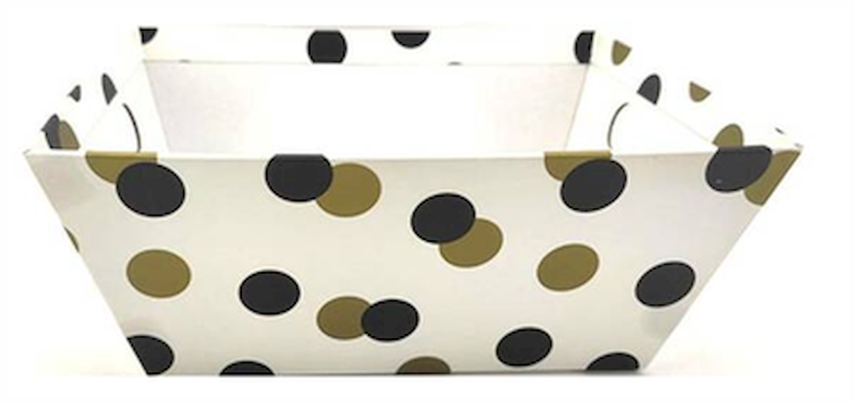 Picture of MDR Trading AP-CMT907WHD White with Black & Gold Polka Dots Basket