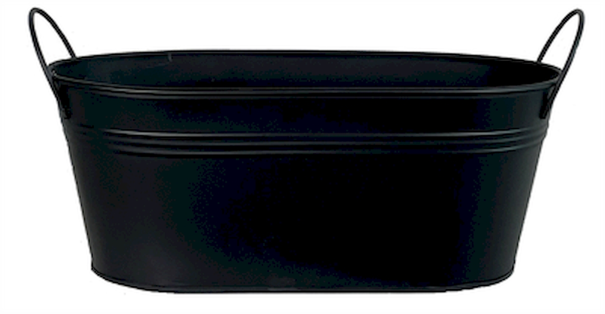 Black Oval Metal with Handles Bucket