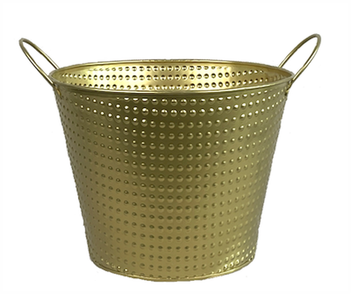 Gold Dotted Textured with Ear Handles Bucket