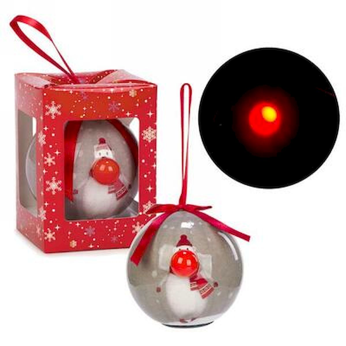 Snowman with Flashing LED Nose Ornament