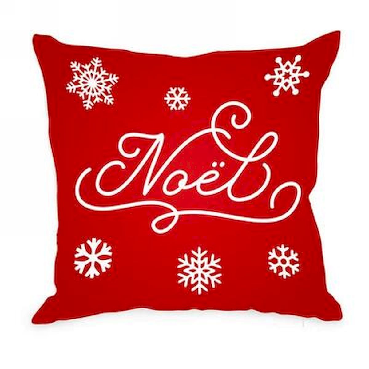 Red with White Noel & Snowflakes Pillow