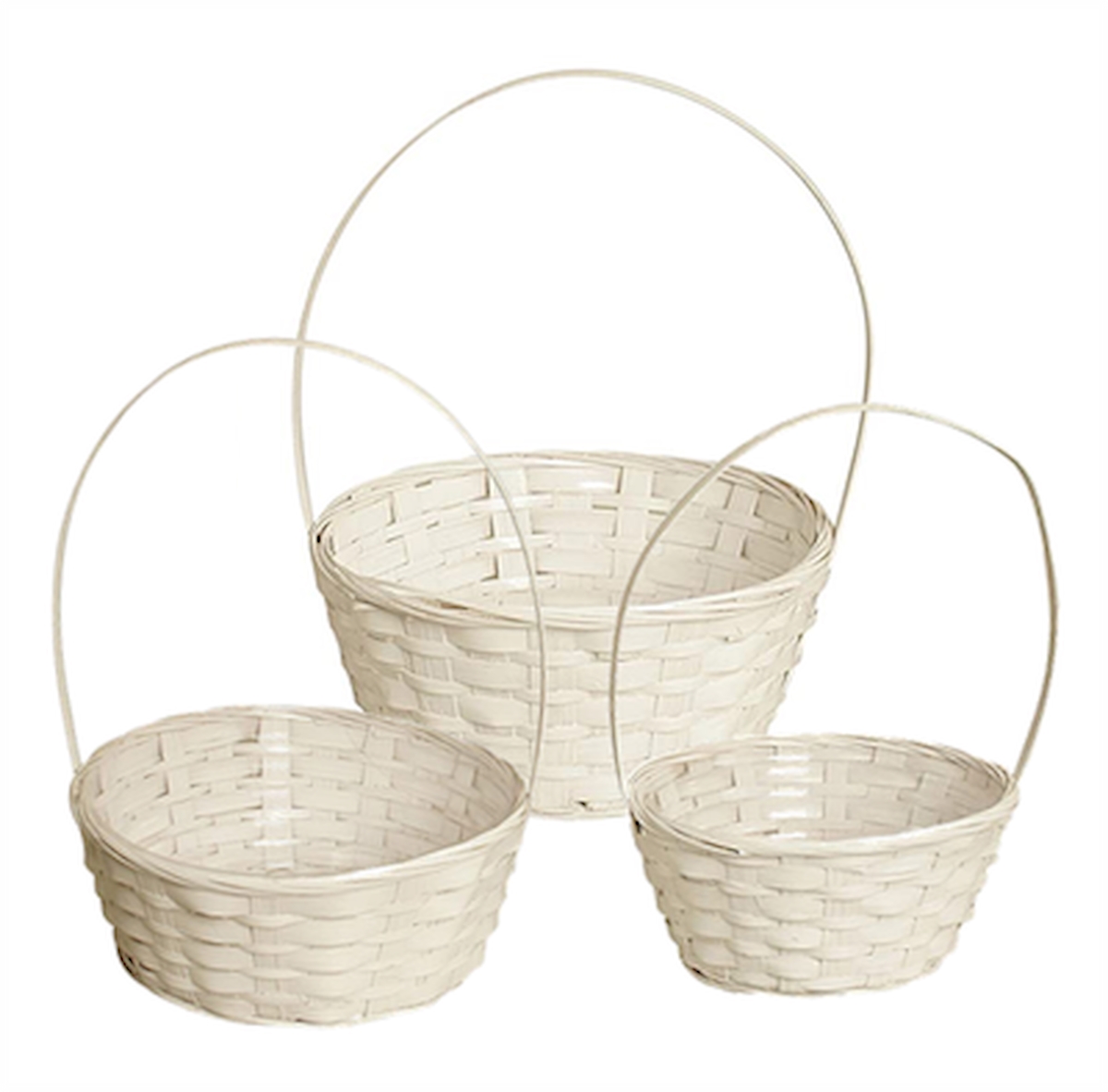 Picture of MDR Trading AP-VBM318R3W Round Bamboo White with Handles Baskets - Set of 3