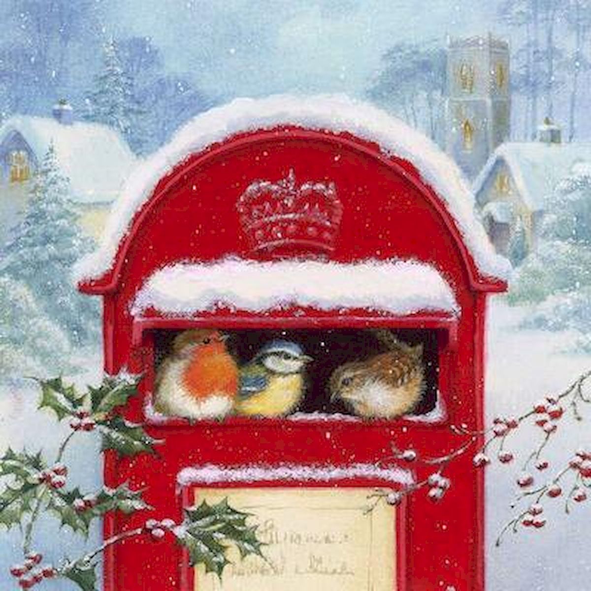 Picture of MDR Trading AP-XNAP5880 Birds in A Red Mail Box Napkins - Pack of 20