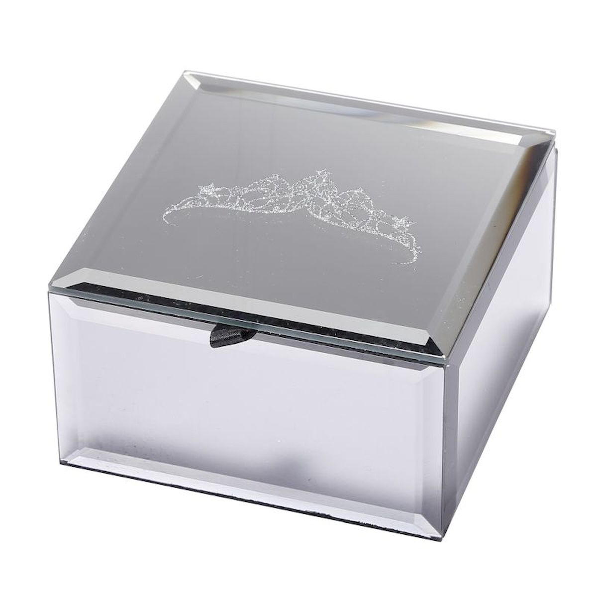 Silver Tiara on Lid with Black Lining Jewellery Box
