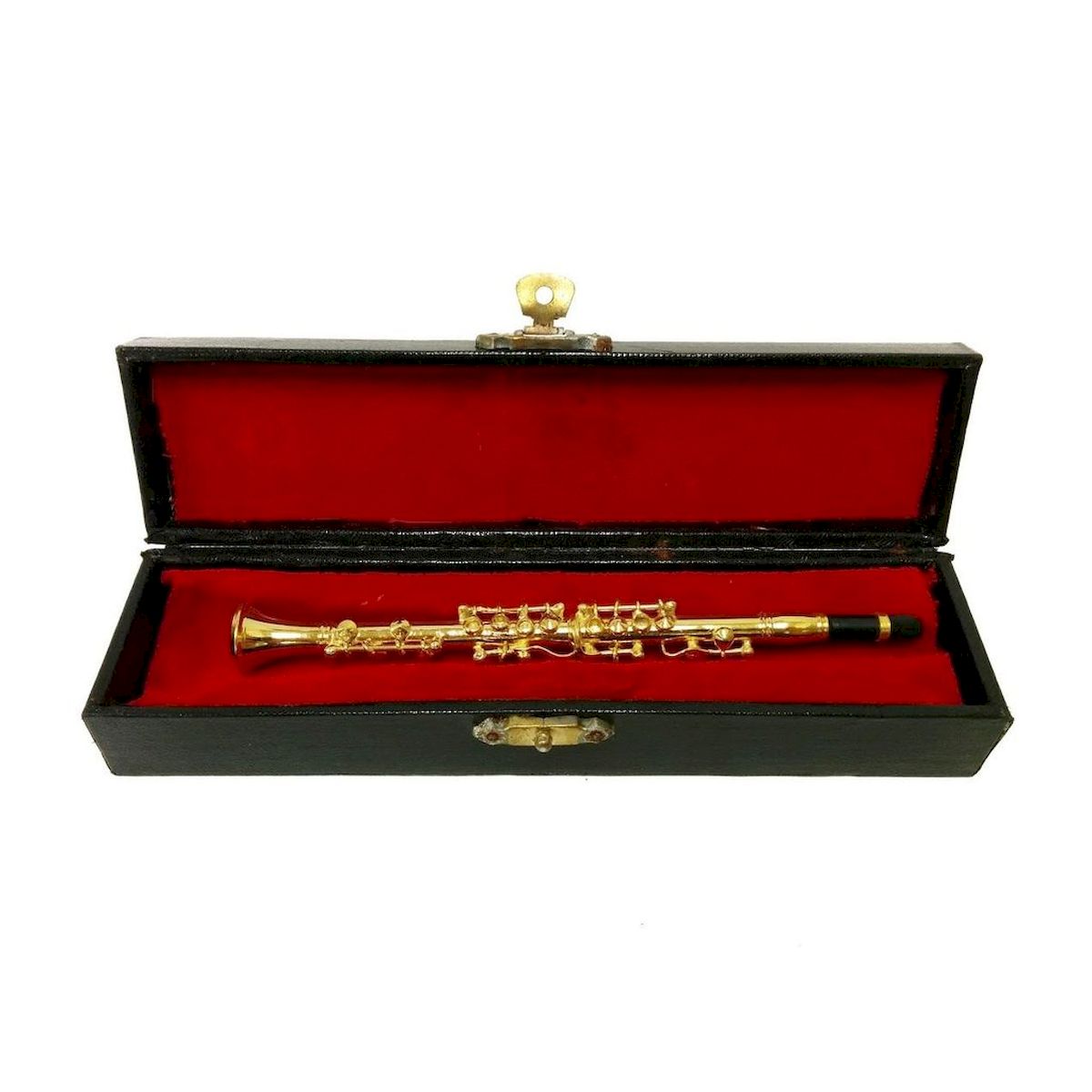 Mini Gold Clarinet in a Red Lined Case Figurine