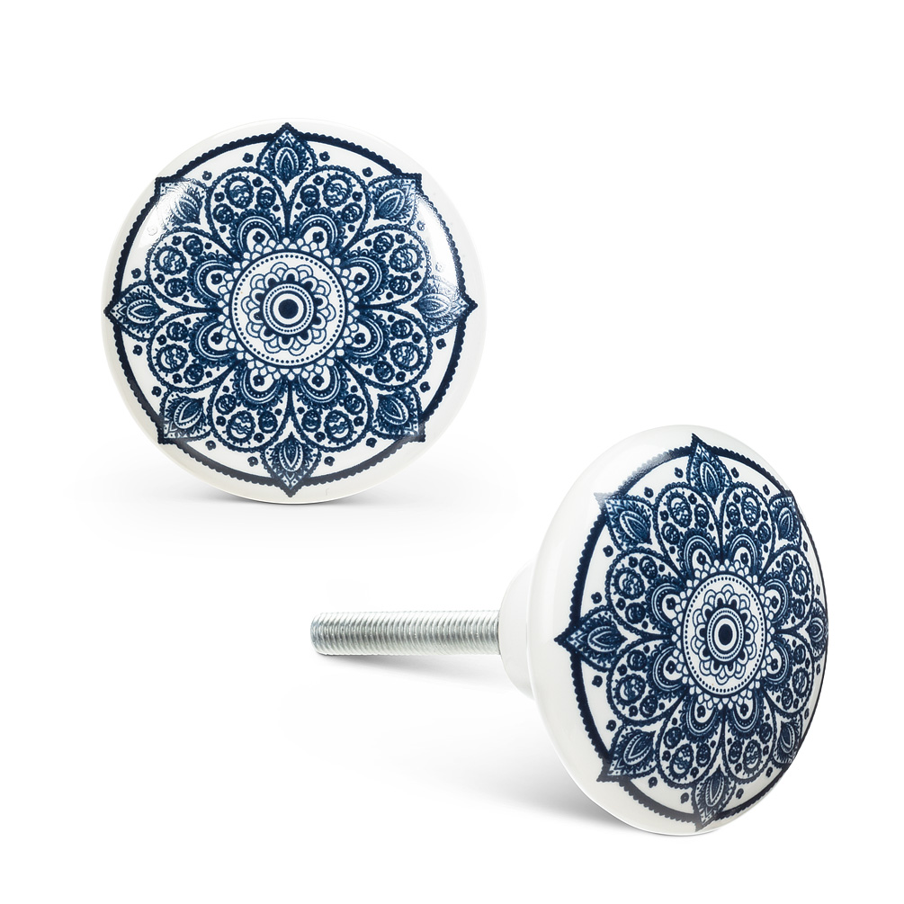 Picture of Abbott Collection AB-27-HOME-32 1.5 in. Ceramic Kaleidoscope Knob&#44; Blue & White