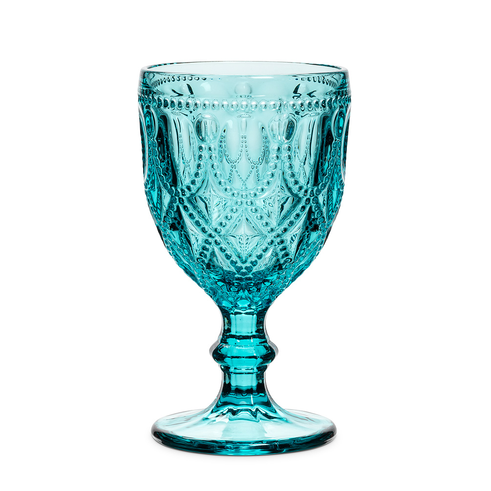 Picture of Abbott Collection AB-27-CAPRI-GOB 6.5 in. Jewel & Bead Pattern Wine Glass&#44; Turquoise