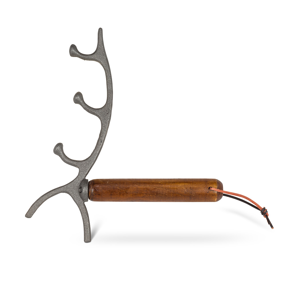 12 in. BBQ Lid Opener with Wood Handle, Dark Brown