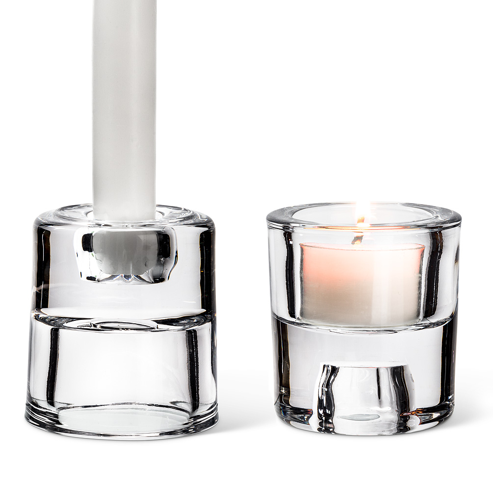 Picture of Abbott Collection AB-27-TURNOVER 2.5 in. Reversible Taper & Tealight Holder&#44; Clear