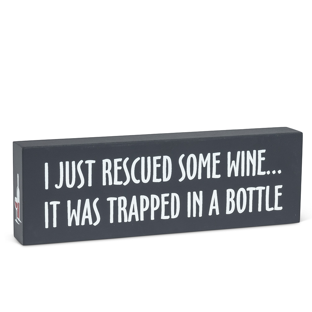 Picture of Abbott Collection AB-27-JUSTSAYIN-479 8.5 in. I Just Rescued Some Wine Block&#44; Dark Grey