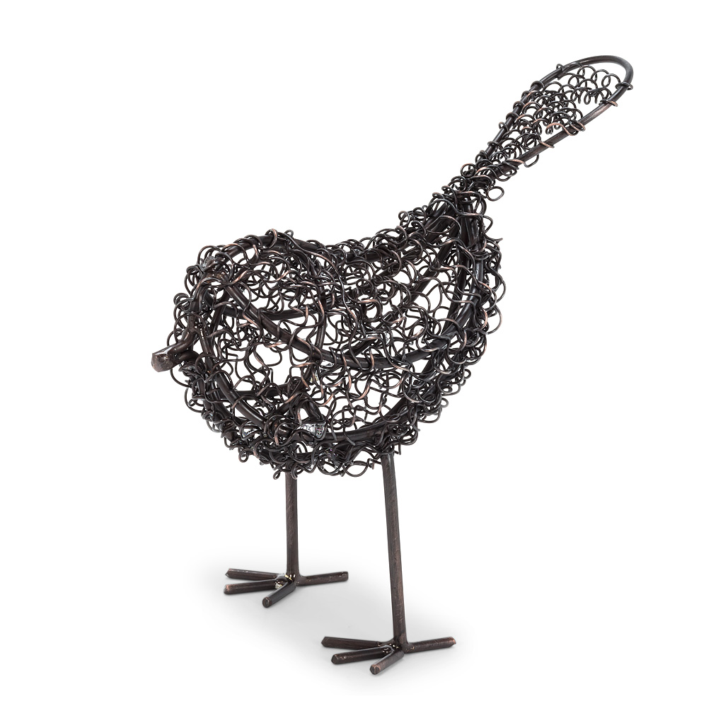 Picture of Abbott Collection AB-92-CHIRP-280 5 in. Curly Woven Standing Bird Statue&#44; Black