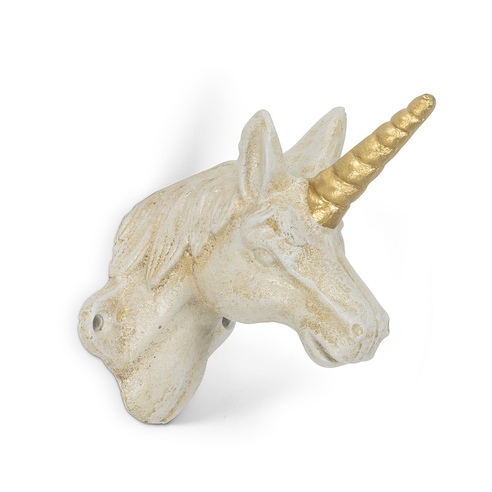 Picture of Abbott Collection AB-27-IRONAGE-441 4.5 in. Unicorn Wall Hook&#44; Antique White & Gold