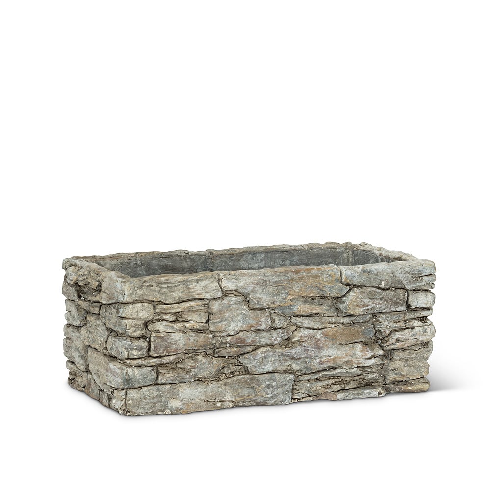 AB-27-HADRIAN-633-SM 4 x 8 in. Stack Stone Planter, Grey - Small