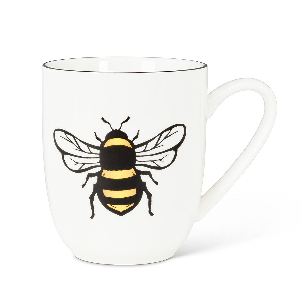 Picture of Abbott Collection AB-27-BUZZ-XLG 4.5 in. Bee Belly Mug&#44; White & Black