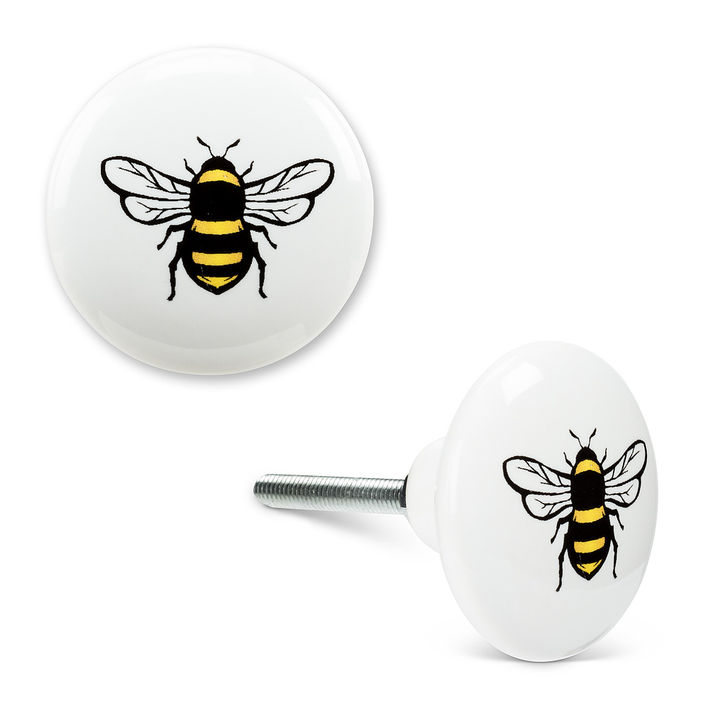 Picture of Abbott Collection AB-27-BUZZ-KNOB 1.5 in. Bee Drawer Knob&#44; White & Yellow