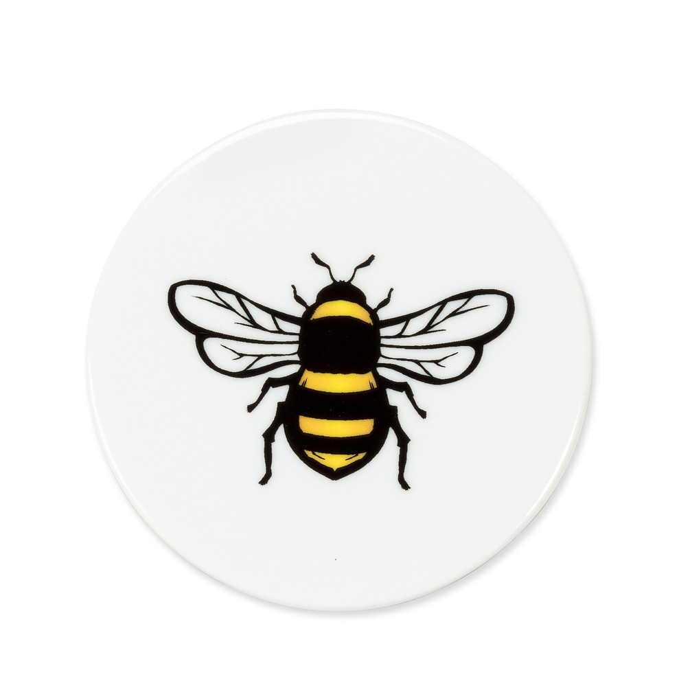 Picture of Abbott Collection AB-27-BUZZ-CSTR 4 in. Stoneware Bee Coaster&#44; White & Black
