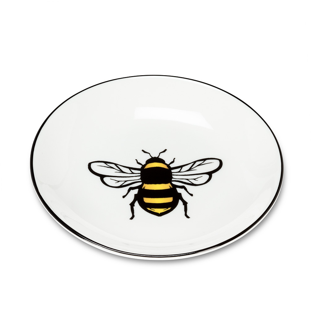Picture of Abbott Collection AB-27-BUZZ-DISH 5 in. Bee Pin Dish&#44; White & Black