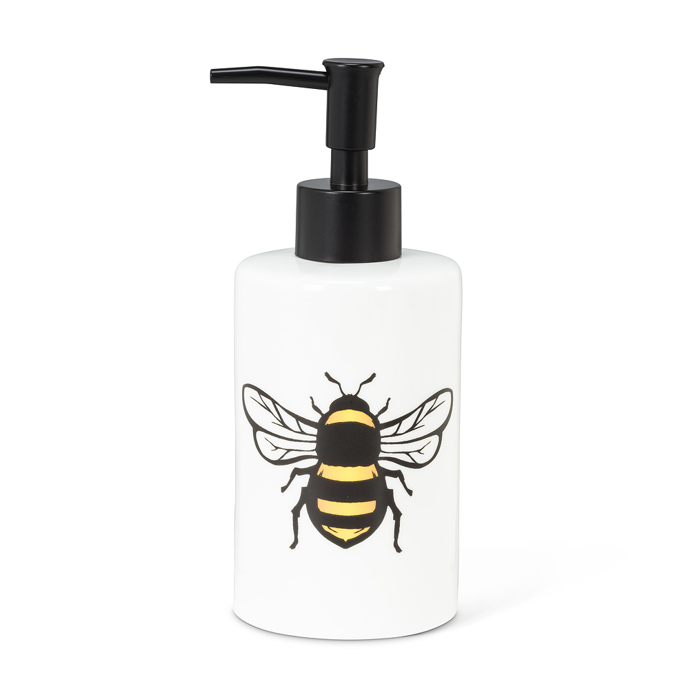 Picture of Abbott Collection AB-27-BUZZ-PUMP 7 in. Bee Soap & Lotion Pump&#44; White & Black