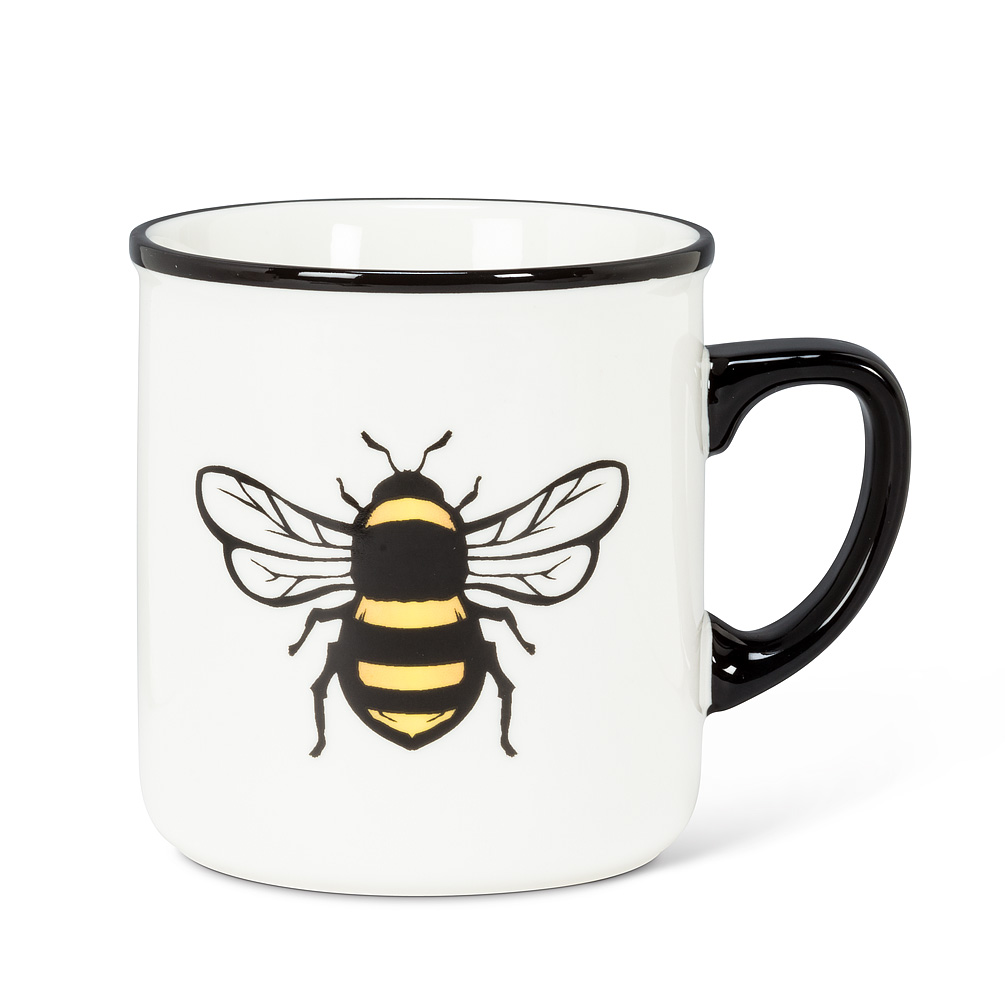 Picture of Abbott Collection AB-27-BUZZ-MUG 4 in. Bee Rimmed Mug&#44; White & Black