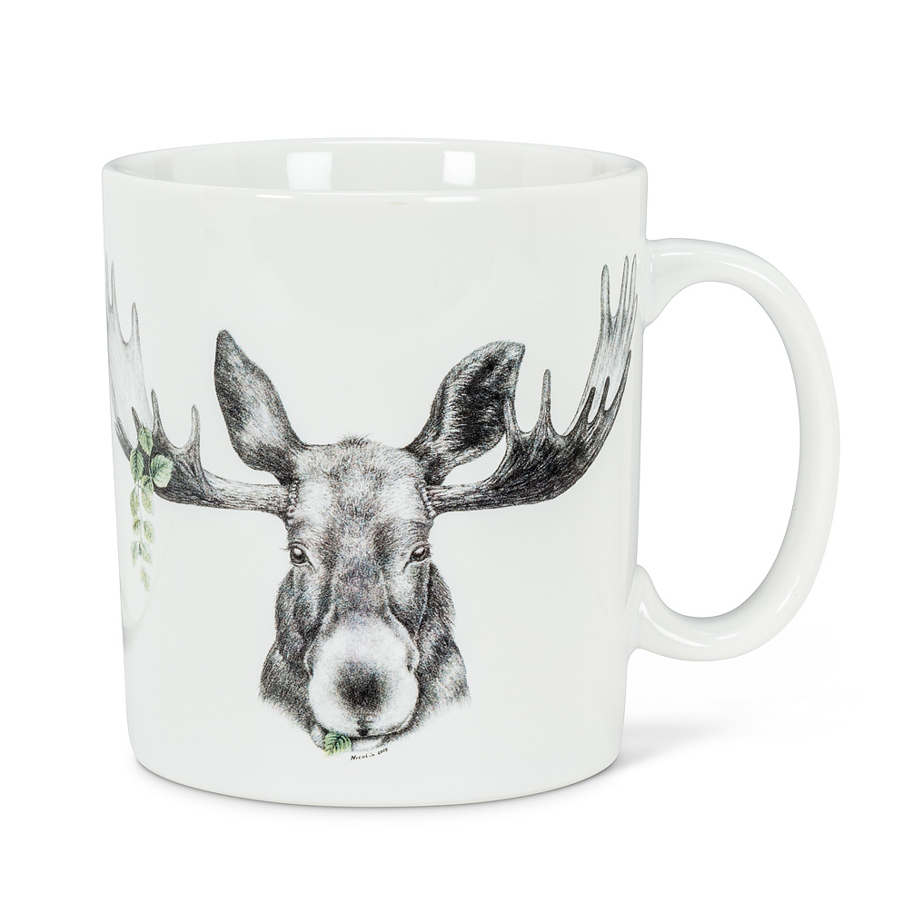 Picture of Abbott Collection AB-27-MUG-CN-04 4 in. Forest Prince Moose Jumbo Mug&#44; White & Grey