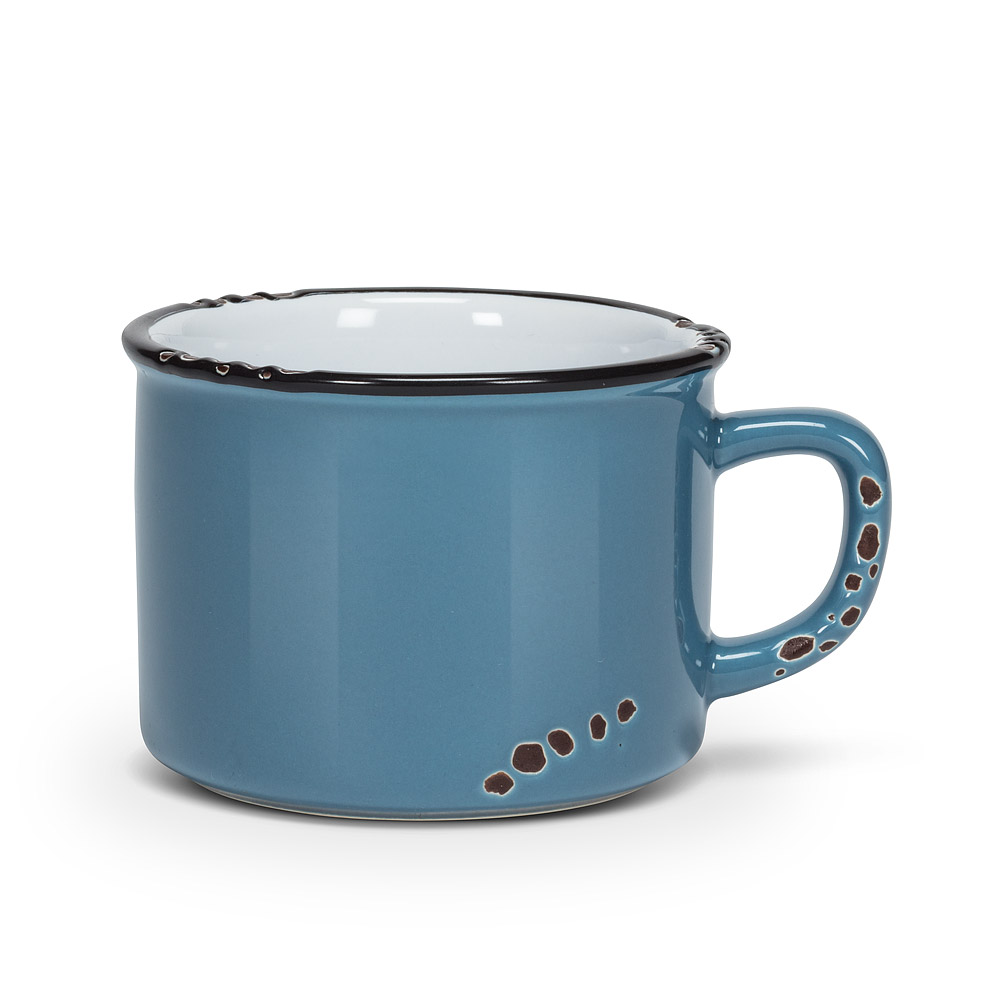 Picture of Abbott Collection AB-27-ENAMEL-CAP-DENIM 2.5 in. Enamel Look Cappuccino Mug&#44; Denim Blue