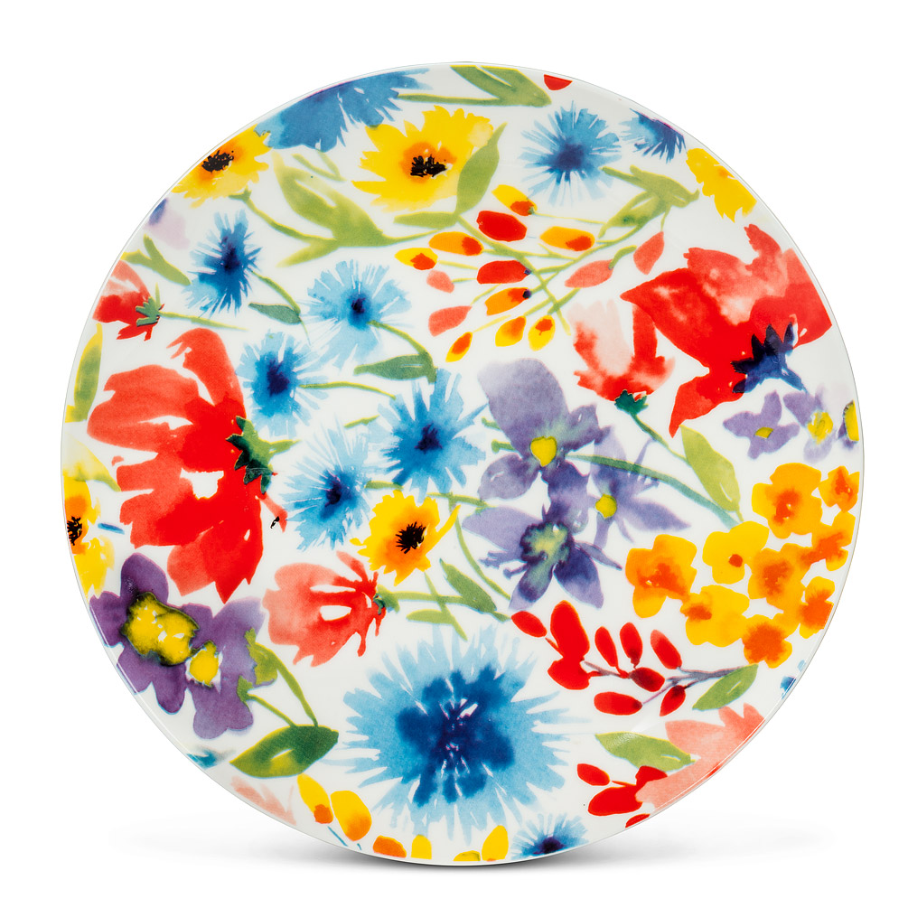 Picture of Abbott Collection AB-27-WILDFLOWER-CKPL 8 in. Allover Flower Plate&#44; White & Multi Color - Small