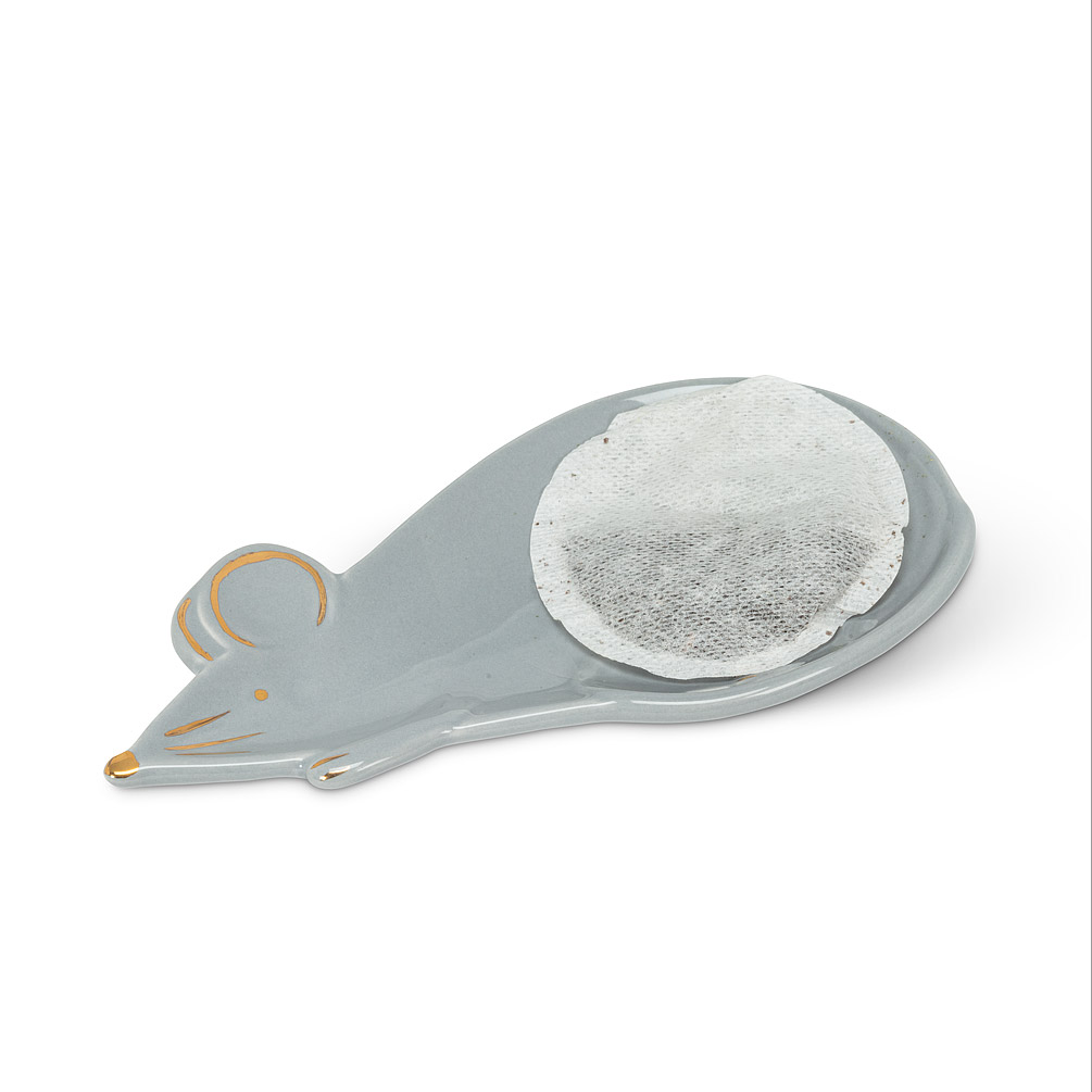Picture of Abbott Collection AB-27-STEEP-MOUSE 6 in. Mouse Teabag & Trinket Holder&#44; Grey & Gold