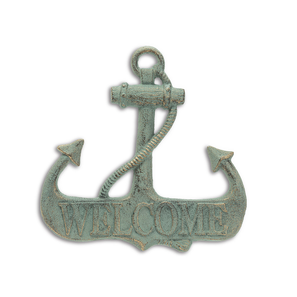 Picture of Abbott Collection AB-27-FOUNDRY-0001 9 in. Anchor Welcome Sign&#44; Verdigris