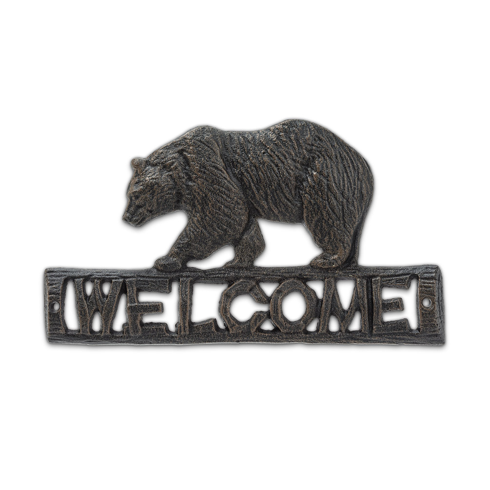 Picture of Abbott Collection AB-27-FOUNDRY-0019 10 in. Bear Welcome Sign&#44; Brown & Black