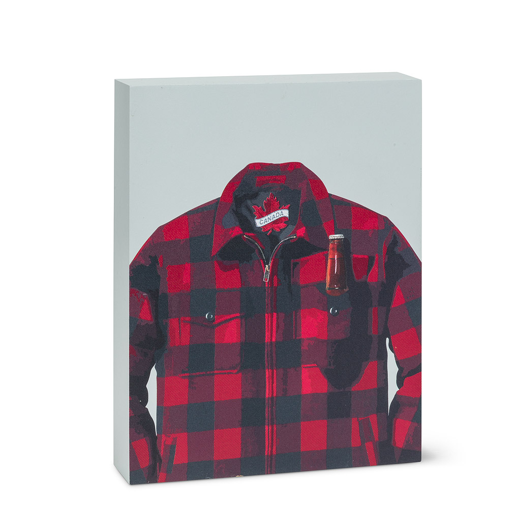 Picture of Abbott Collection AB-1327-CHECK-BLOCK 7 x 9 in. Buffalo Check Jacket with Beer Block&#44; Red & Grey